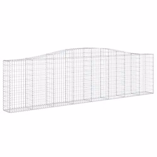 vidaXL Set of 6 Arched Gabion Baskets in Silver Galvanised Steel, W/D/H: 400 x 30 x 100/120 cm