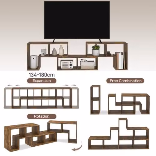 HOMCOM Rustic Brown TV Stand for Televisions up to 75 Inches – 3
