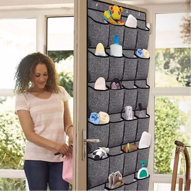 Nordara 24 Grid Over Door Hanging Shoe Organiser Storage Bag in Grey