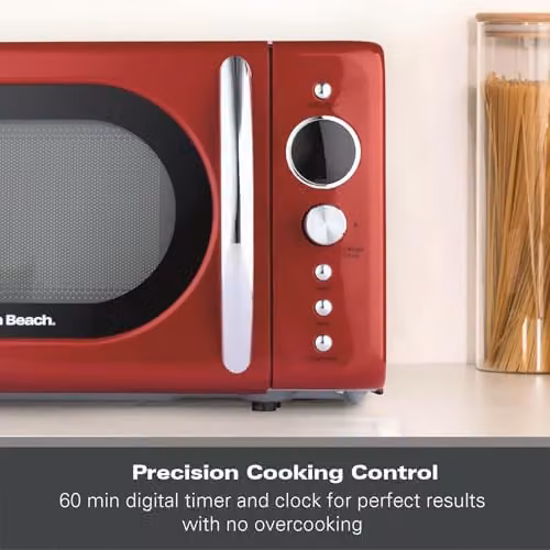 Hamilton Beach 20L Retro Red Solo Microwave with LED Display and Child Lock – 5
