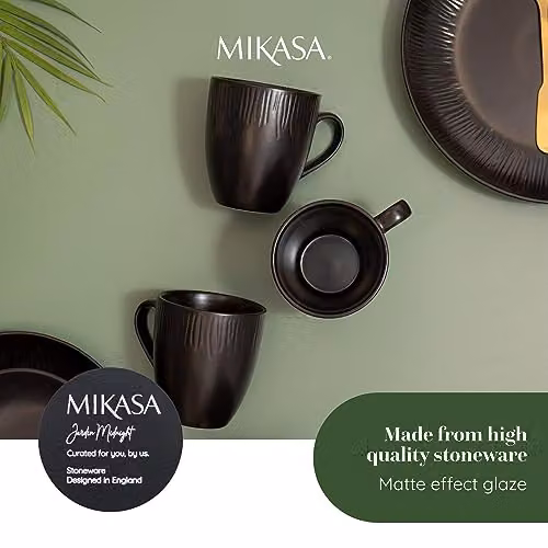 Mikasa Jardin Midnight Floral Stoneware Mug Set, Black, 4 x 420ml – 5
