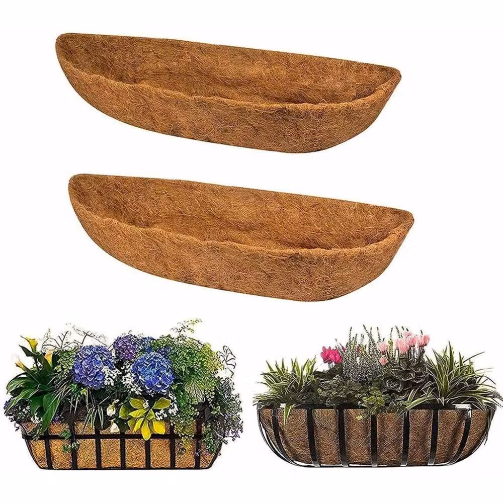 SPETLEK Brown Coconut Fibre Hanging Flower Wall Basket Garden Planter Box – 3