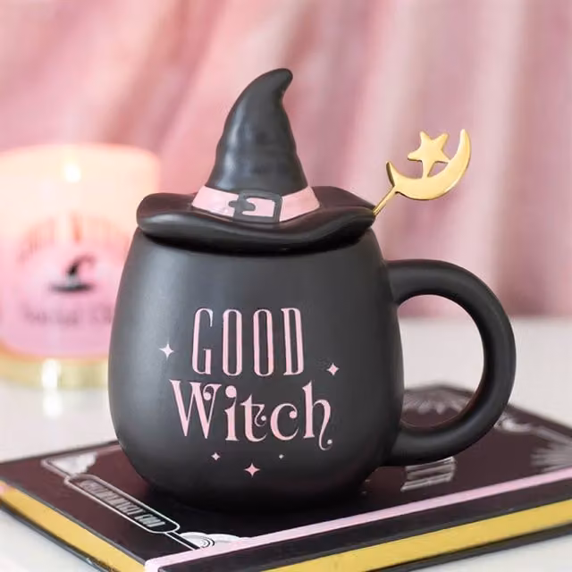KDMK Pink, Black and Gold Ceramic Lidded Mug