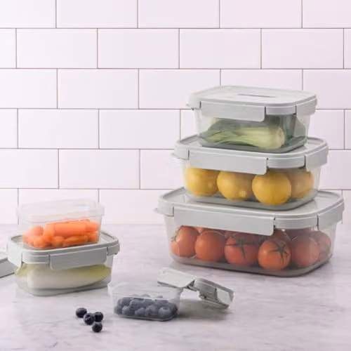 LocknLock NestnLock Stackable Airtight Food Storage Containers, 5pc Set, Sage Green, 230ml, 500ml, 920ml, 1.6l and 2.7l