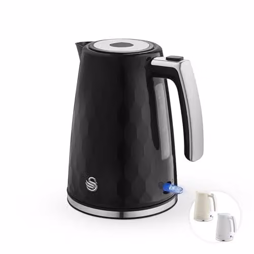 Swan Hexton 1.7 l Electric Kettle, 3000 W, Black with Limescale Filter – 1
