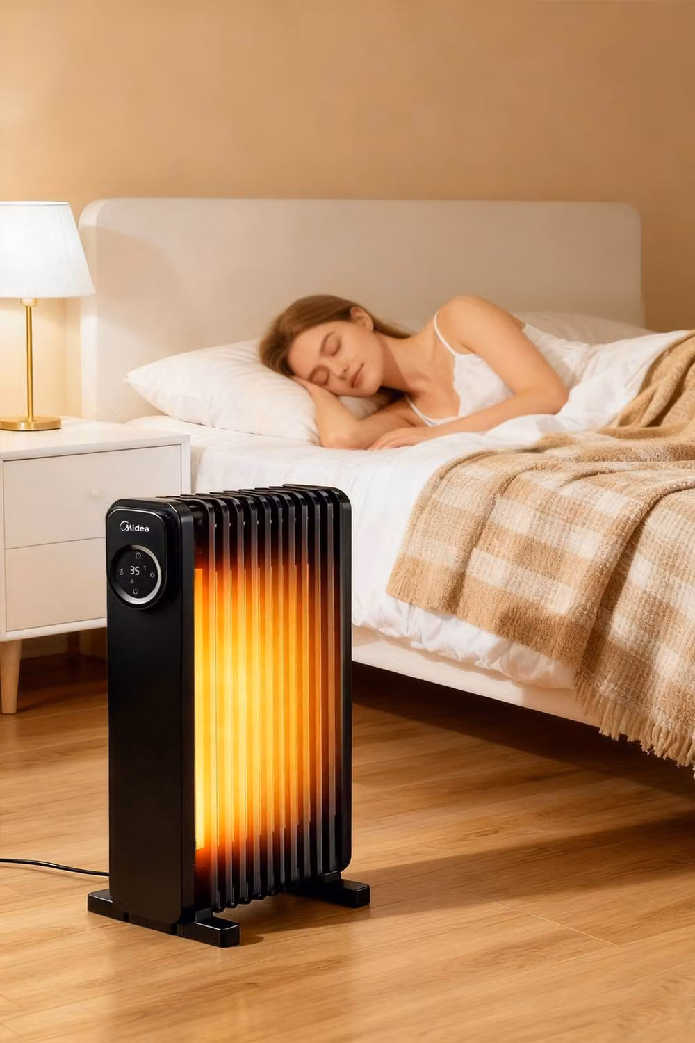 Midea 2.3kW 11-Fin Electric Oil-Filled Radiator with Remote Control and Overheat and Tip Over Protection, Black – 2