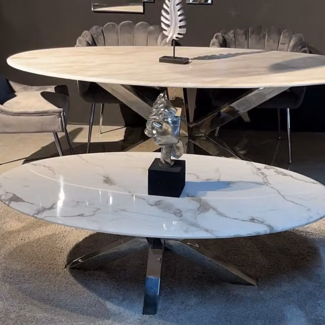 FurnitureboxUK Leonardo Side Table with White Glass Marble Top and Black Metal Legs