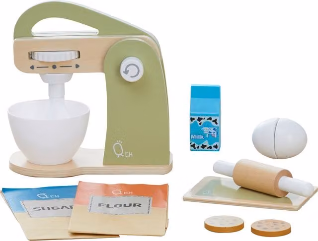Teamson Kids Little Chef Frankfurt Wooden Mixer Play Kitchen Accessories, Green