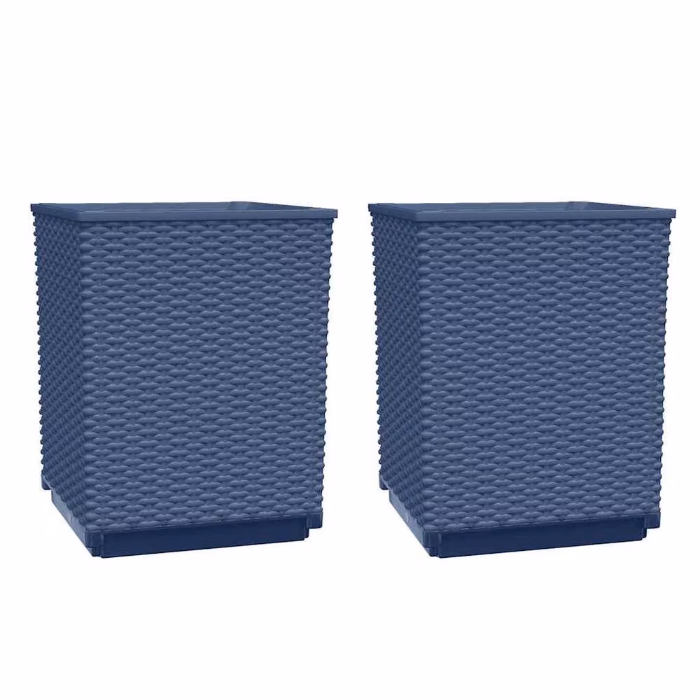 Berkfield Home Set of 2 Polypropylene Planter Tubs in Dark Grey and Dark Navy, W/D/H: 30 x 30 x 37 cm – 3