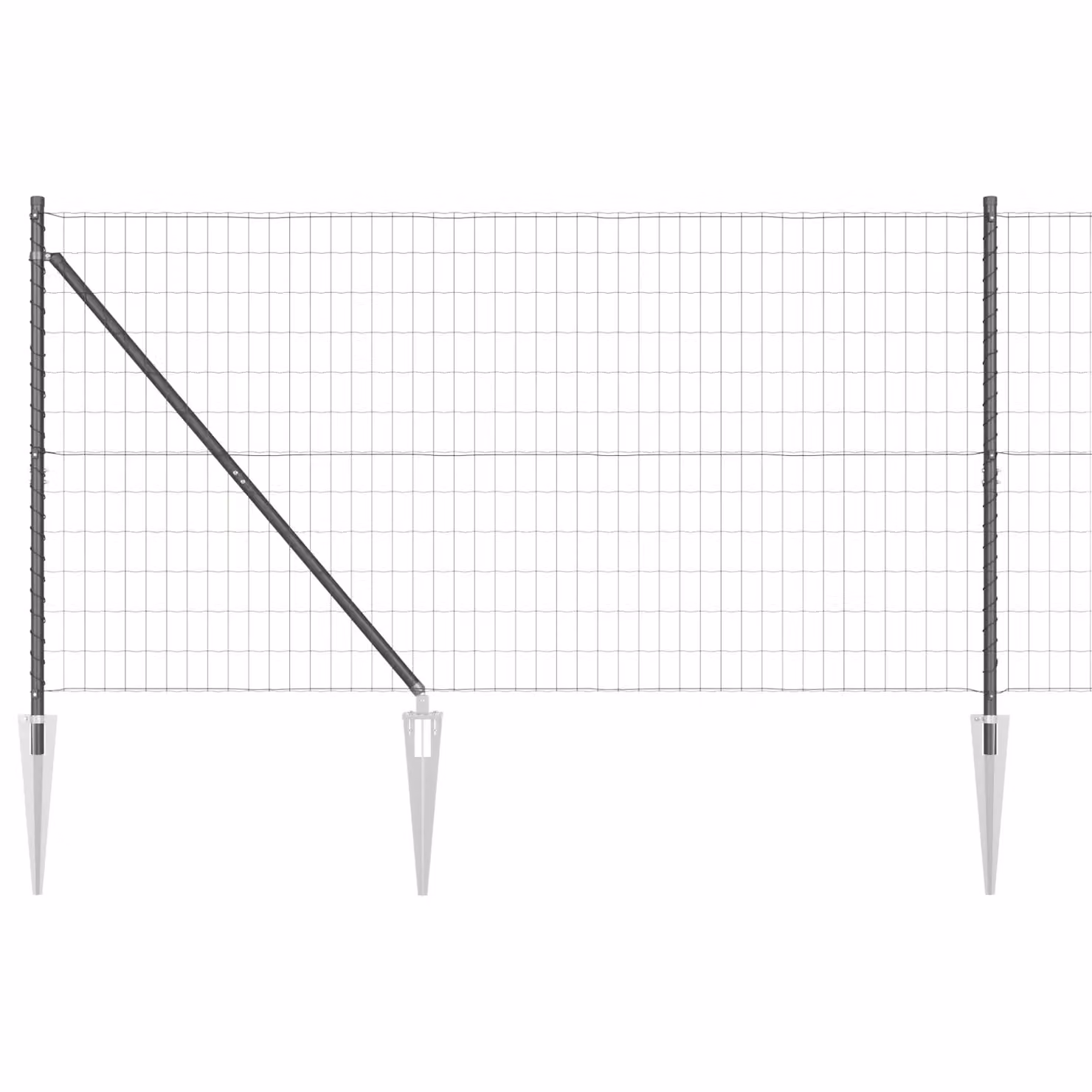 Berkfield Home Euro Fence with 7 Spike Posts, Galvanised Steel, Grey/Silver, W: 10 m, H: 1.2 m – 2