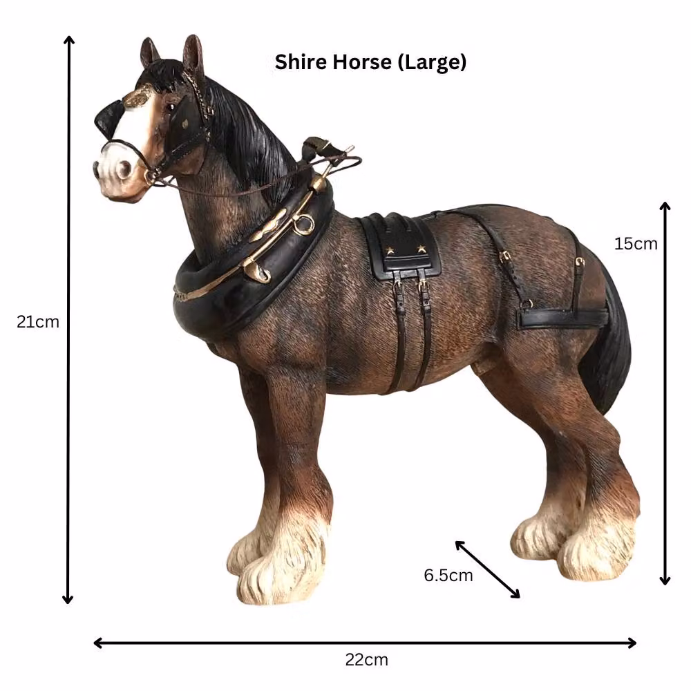 Leonardo Brown Bay Shire Cart Heavy Horse In Harness Figurine, Length: 23 cm – 2
