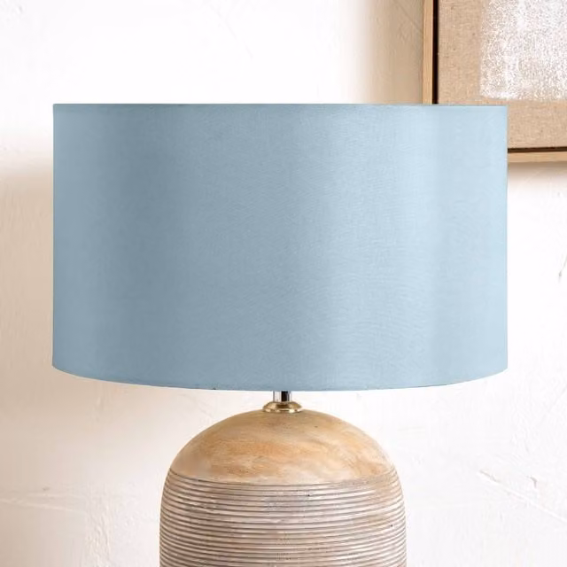 Ruma Duck Egg Blue Silk Lined Cylinder Lamp Shade for Table Lamps, Diameter: 40.64 cm – 1