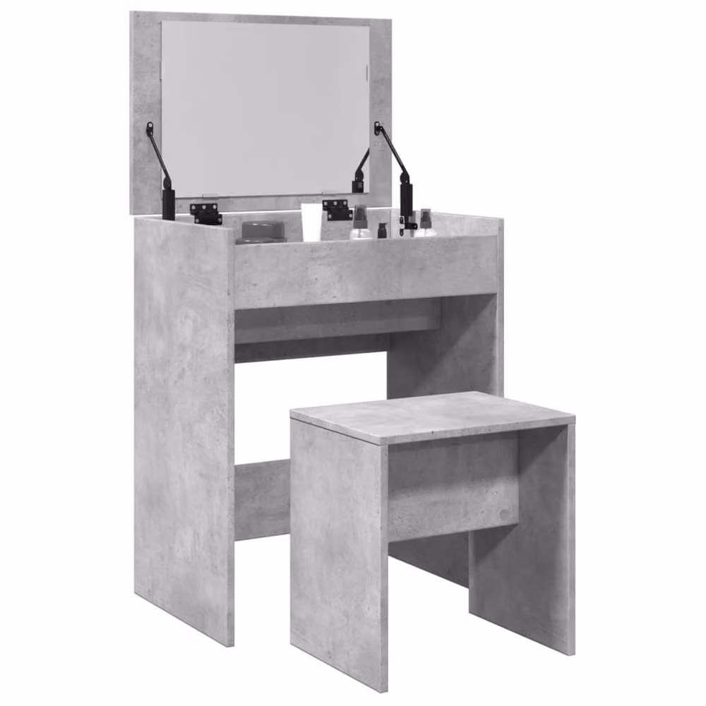 Berkfield Home Beautiful Dressing Table and Stool in Concrete Grey, W/D/H: 60 x 40 x 113.5 cm – 2