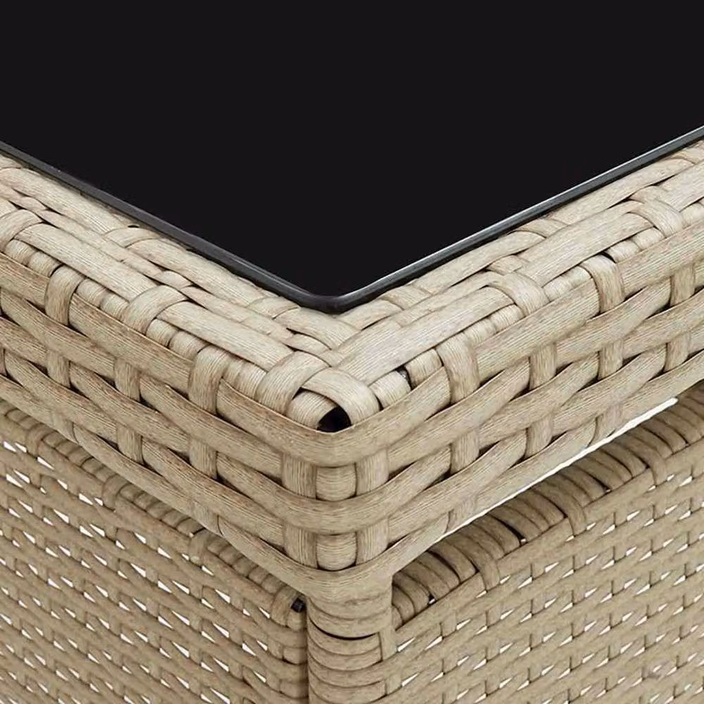 Berkfield Home Beige Poly Rattan and Glass Outdoor Dining Table – 3