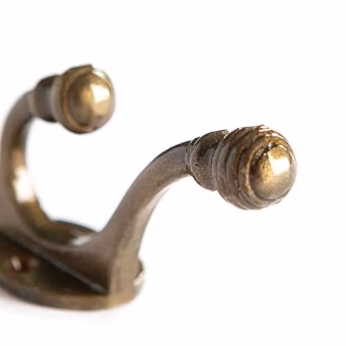 Hammer and Tongs Brass Ball End Wall Mounted Hat and Coat Hook, Pack of 10 – 3