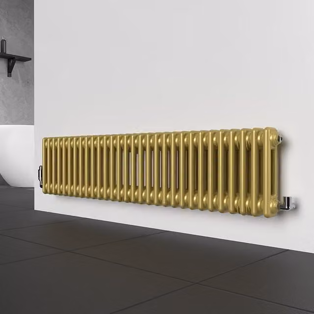 Lux Heat Horizontal 2 Column Steel Radiator in Gold, H: 30 cm, W: 137 cm