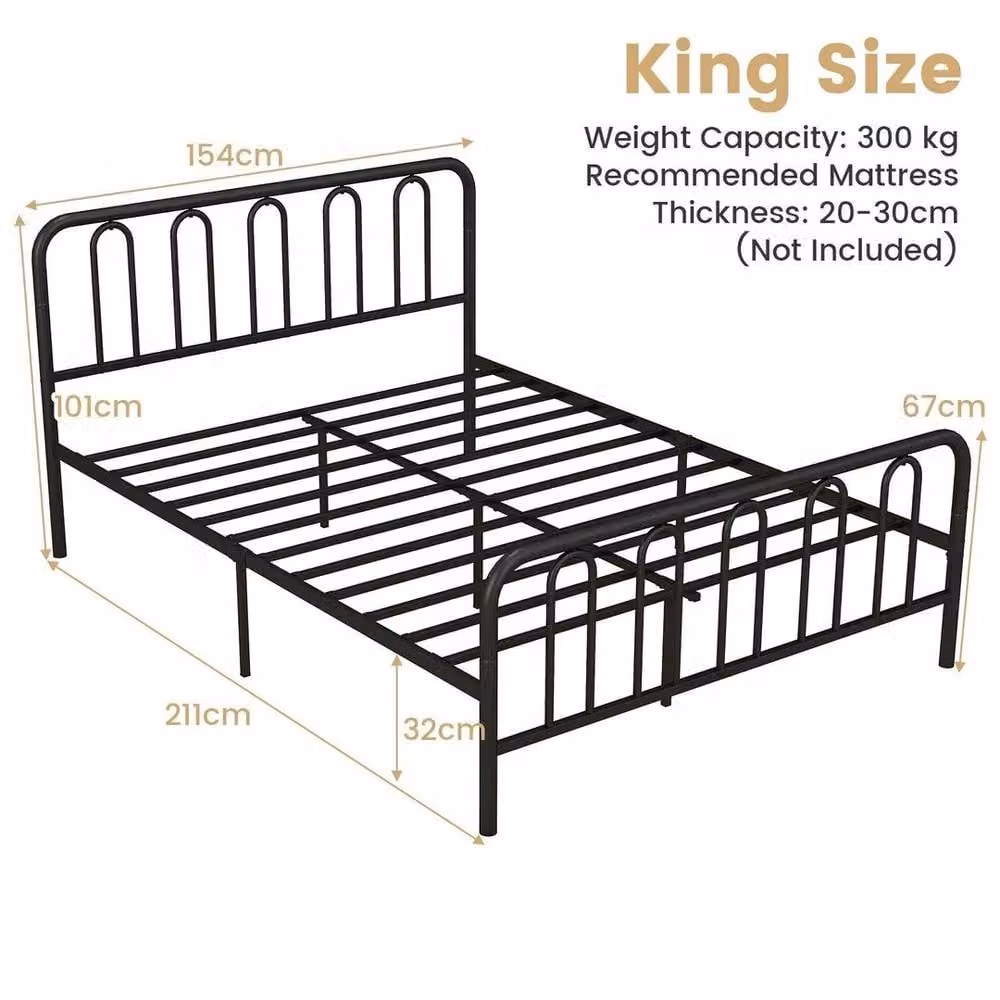 SPETLEK King Size Metal Bed Frame with Headboard in Black – 2