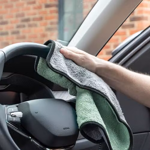 JVL Microfibre Car Cleaning Cloth in Grey, Green and Black, W/D/H: 40 x 40 x 30 cm – 6