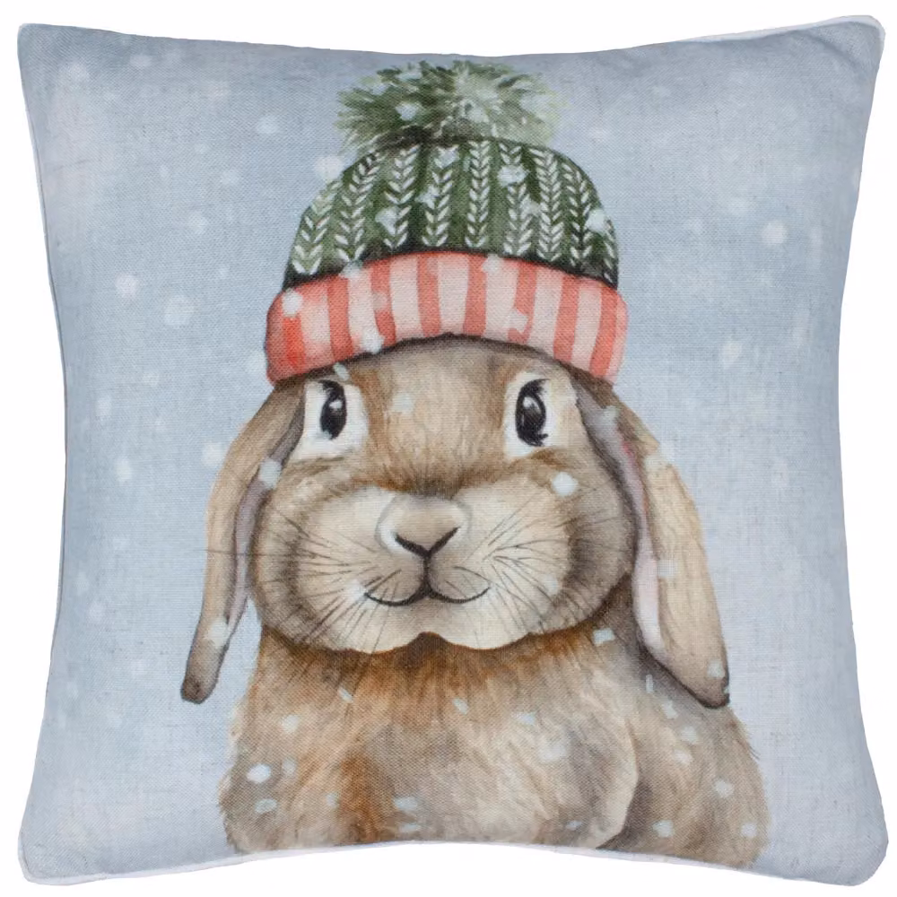 Evans Lichfield Winter Rabbit Printed Velvet Cushion, Multicolour, W/D/H: 43 x 43 x 43 cm – 2