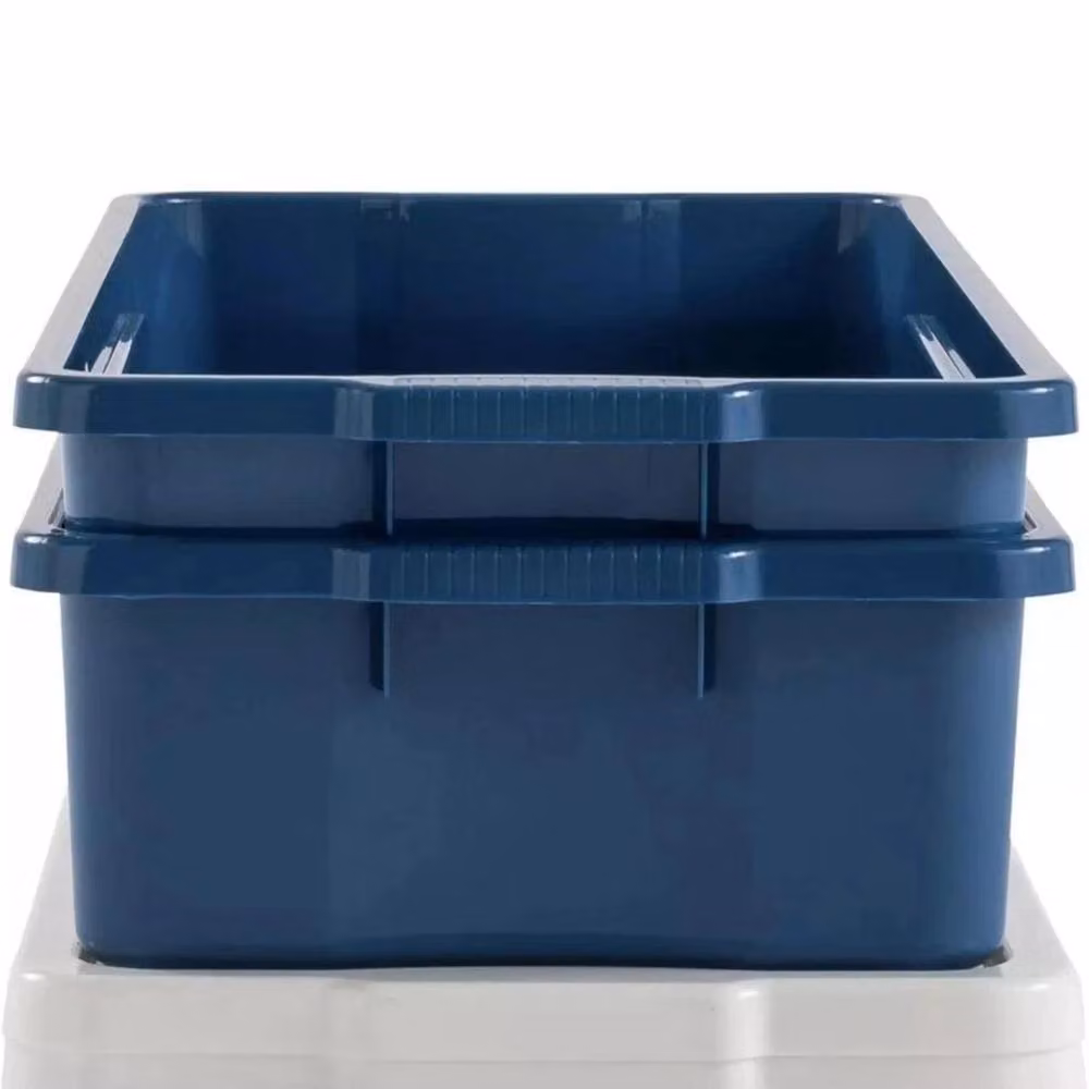 FLAVORA Set of 3 Blue Underbed Storage Boxes with Lids and Wheels, 47L each, W/D/H: 50 x 50 x 50 cm – 6