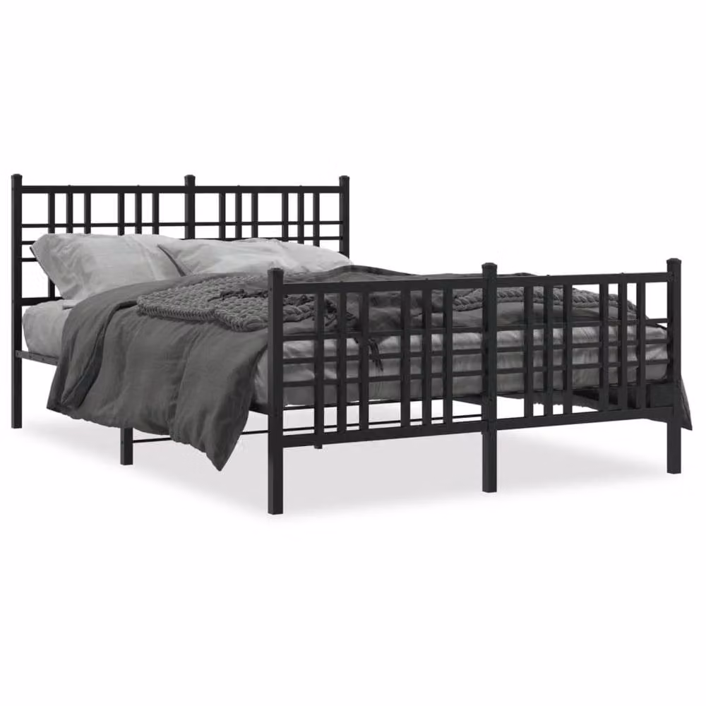 Berkfield Home Metal Bed Frame with Footboard, Black, W: 137 cm, D: 190 cm, H: 90 cm – 3