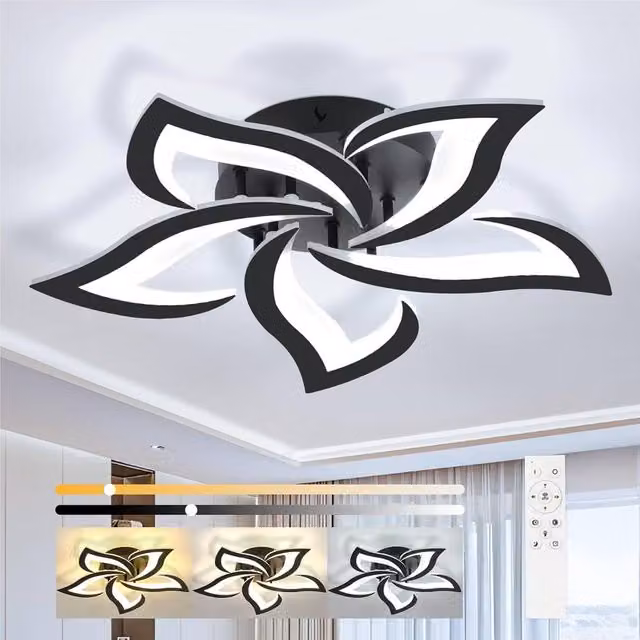 Goeco 40W LED Dimmable Flush Mount Ceiling Light in Black with Remote Control