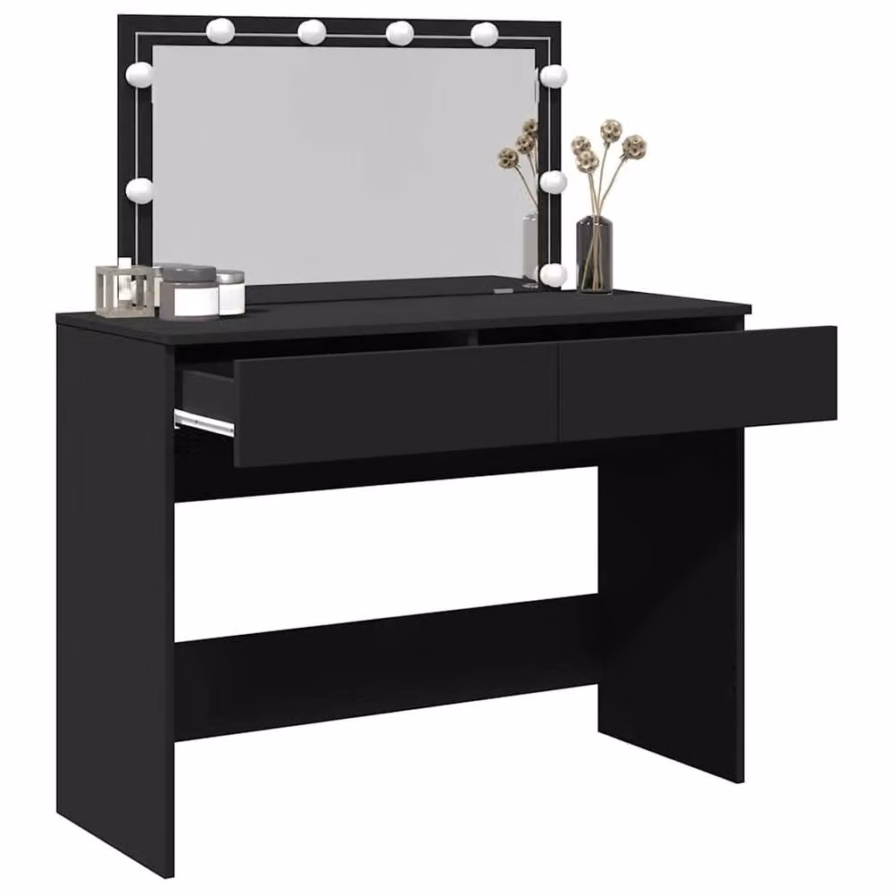 Berkfield Home Hollywood LED Dressing Table in Black, W/D/H: 100 x 40 x 120 cm – 4
