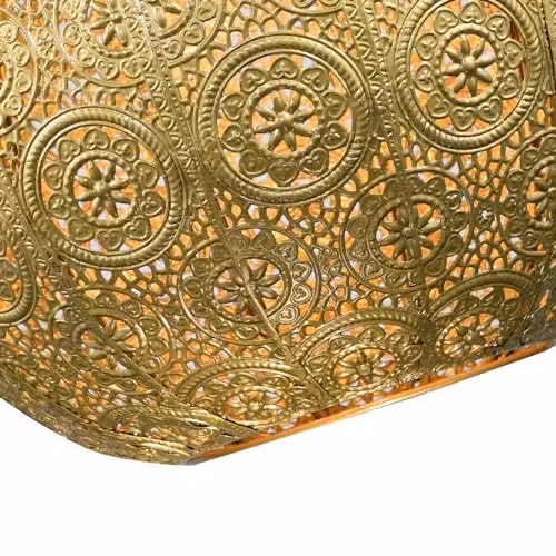 Happy Homewares Spherical Moroccan Metal Pendant Lamp Shade in Gold, W: 30 cm, D: 26 cm, H: 26 cm – 2