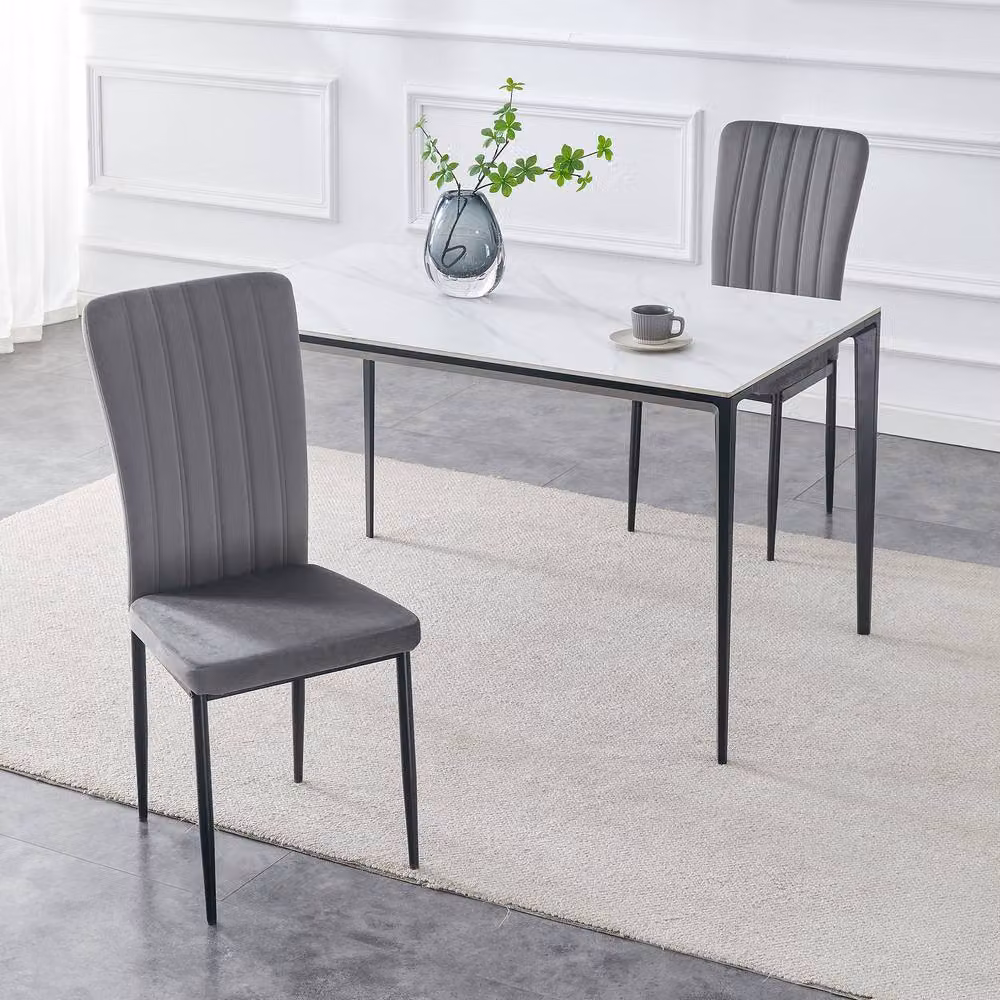 MCC Direct Elle Set of 2 Velvet Upholstered Dining Chairs in Dark Grey – 2