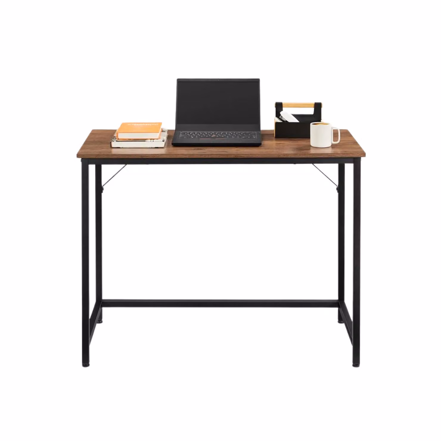 Rafaelo Mobilia Industrial Rustic Computer Desk in Brown and Black – 3