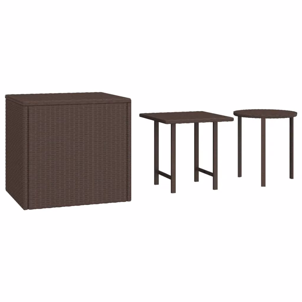 Berkfield Home Set of 3 Brown Poly Rattan Garden Side Tables – 2