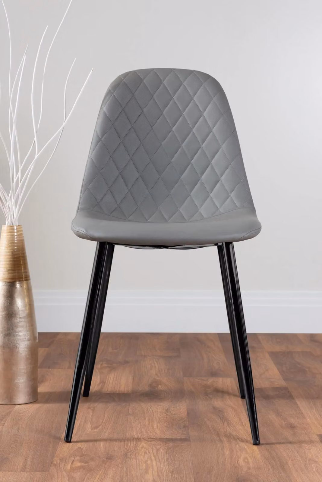 FurnitureboxUK Santorini Brown Round Dining Table and 6 Corona Grey Chairs with Black Legs – 3