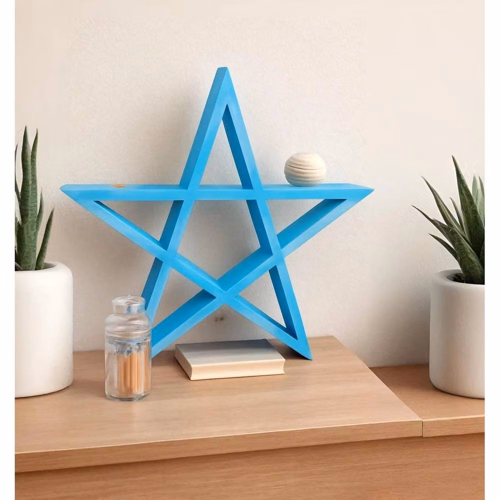 FORGEVIO Blue Wooden Wiccan Wall Shelf and Boho Display Rack – 2