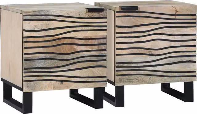 Berkfield Home Set of 2 Rustic Mango Wood Bedside Tables in Brown, W/D/H: 40 x 33.5 x 46 cm – 1