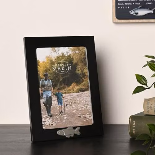 Meg Hawkins Hobbies Fishing Single Rectangular Photo Frame in Black and Silver, 10 x 15 cm – 4