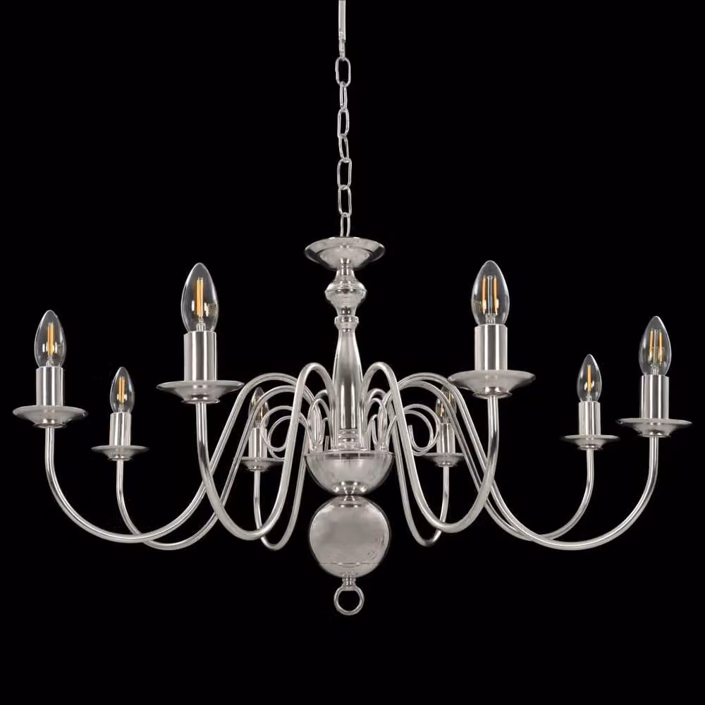 Berkfield Home Antique Silver Suspended Chandelier with 8 x E14 Bulbs – 2