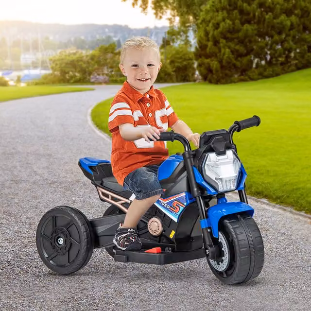 Costway Blue Electric Kids Ride-on Motorcycle with Light and Sound Effects
