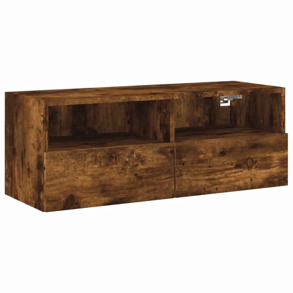 Berkfield Home Smoked Oak TV Wall Cabinet in Brown, W/D/H: 80 x 30 x 30 cm – 2