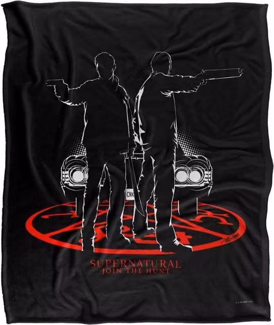 Warner Brothers Supernatural Silhouettes Silky Touch Super Soft Throw Blanket, White, W x D: 152.4 x 127.0 cm – 1
