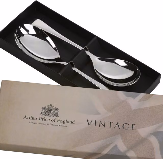 Arthur Price Vintage 2-Piece Stainless Steel Salad Servers Set in Silver