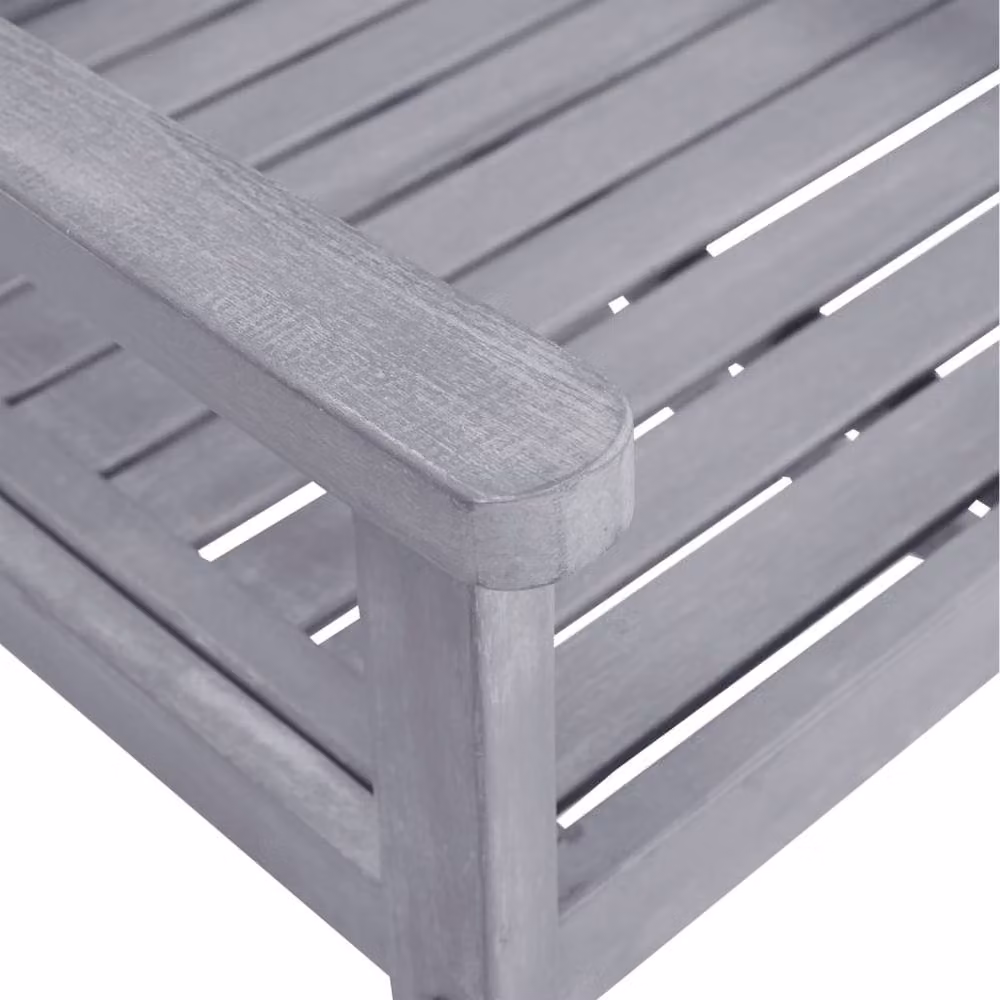 Berkfield Home Set of 4 Modern Garden Chairs in Grey Solid Acacia Wood – 3