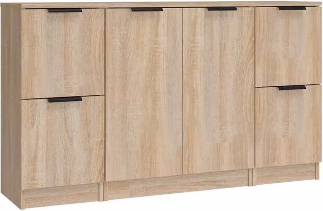 Berkfield Home 3-Piece Sonoma Oak Sideboard Set in Light Brown – 1