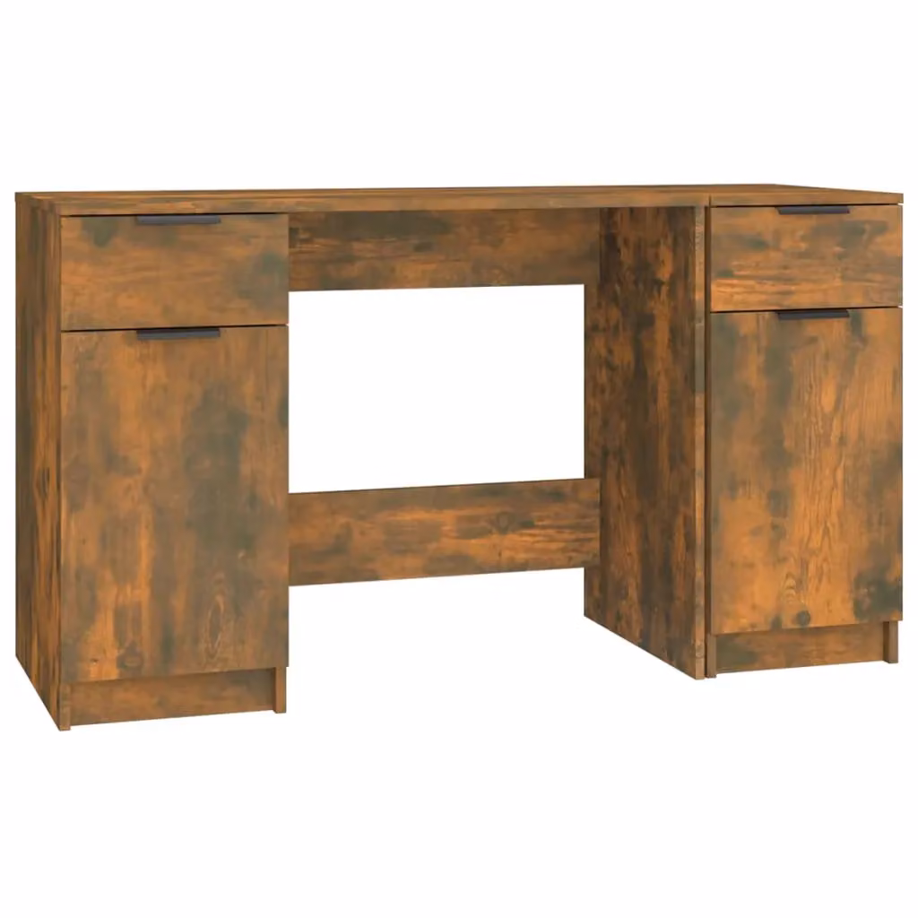 Berkfield Home Modern Writing Desk with Side Cabinet in Smoked Oak Brown – 2