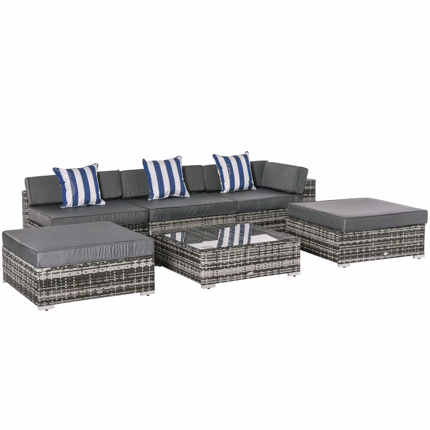 OUTSUNNY 6 Piece Grey Rattan Garden Furniture Set – 2