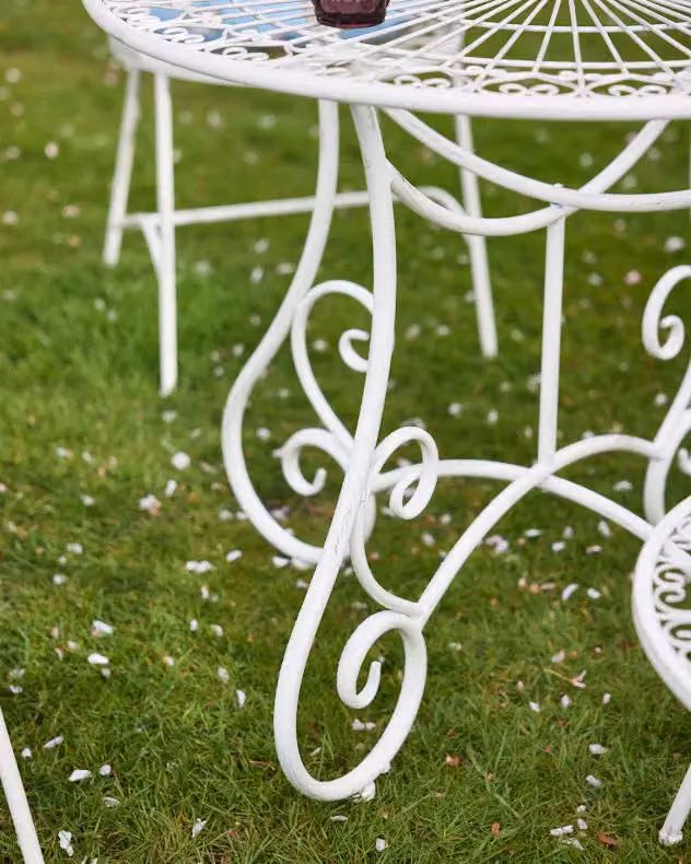 Dibor Vintage Ornate Cream Iron 3 Piece Folding Bistro Set for Indoor and Outdoor Use – 3