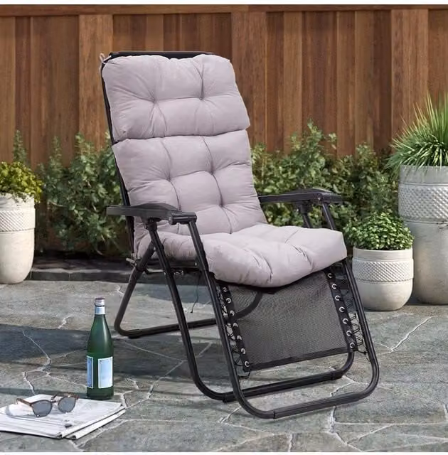 Garden Sanctuary Grey High Back Tri-Fold Adirondack Patio Chair Cushion, W: 130 cm, D: 55 cm