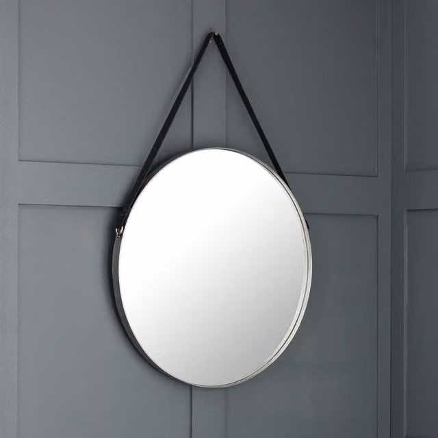 Julian Bowen Opera Round Modern Wall Mirror in Silver and Black, W/D/H: 60 x 60 x 2 cm – 1