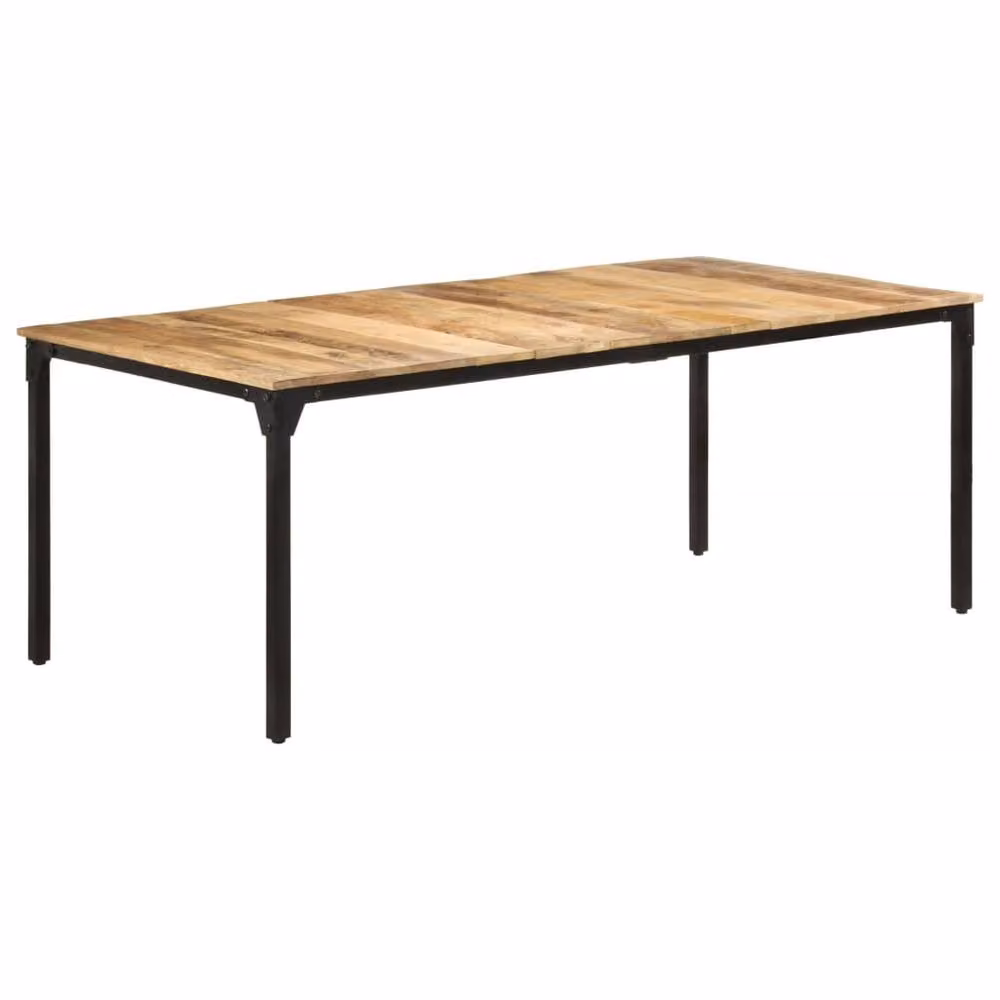 Berkfield Home Rustic Rectangular Dining Table in Brown Rough Mango Wood, W/D/H: 200 x 100 x 76 cm – 2