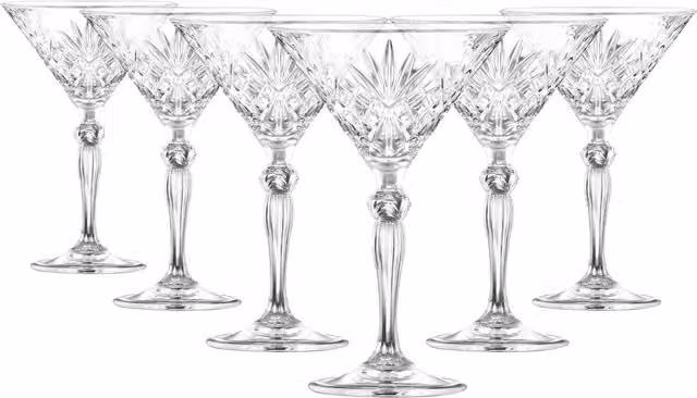 RCR Melodia Geometric Cocktail Glasses, Transparent, 210 ml, Set of 6