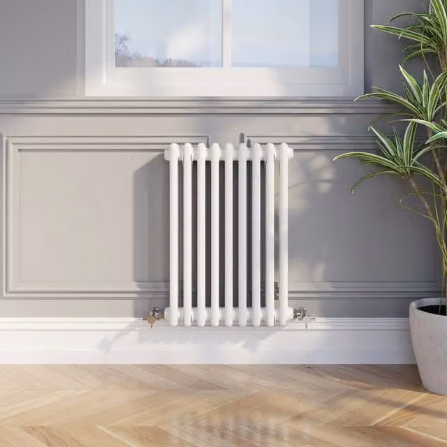 Temprazo Traditional Colosseum Double Bar Column Radiator in White, H: 60.5 cm, W: 30.0 cm, D: 7.0 cm